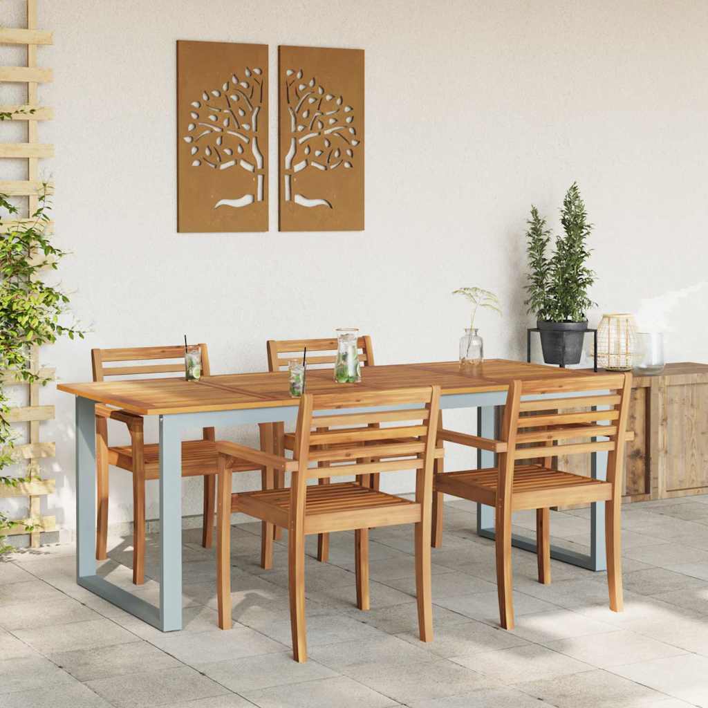 Garden Table Grey 200 x 90 x 75 cm Solid Acacia Wood