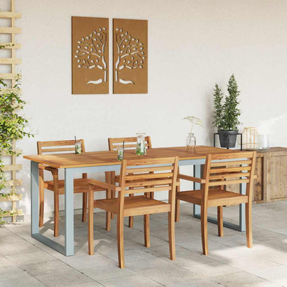 Garden Table Grey 200 x 90 x 75 cm Solid Acacia Wood
