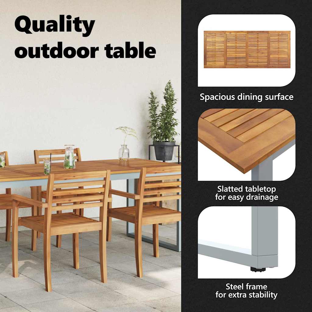 Garden Table Grey 200 x 90 x 75 cm Solid Acacia Wood