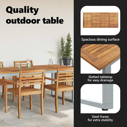 Garden Table Grey 200 x 90 x 75 cm Solid Acacia Wood