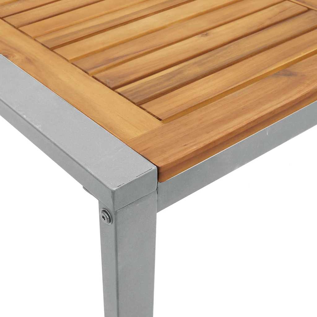 Garden Table Grey 140 x 80 x 75 cm Solid Acacia Wood