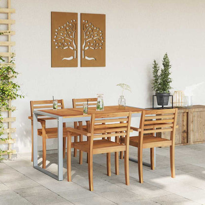 Garden Table Grey 140 x 80 x 75 cm Solid Acacia Wood