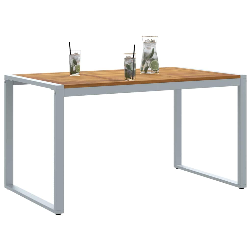 Garden Table Grey 140 x 80 x 75 cm Solid Acacia Wood