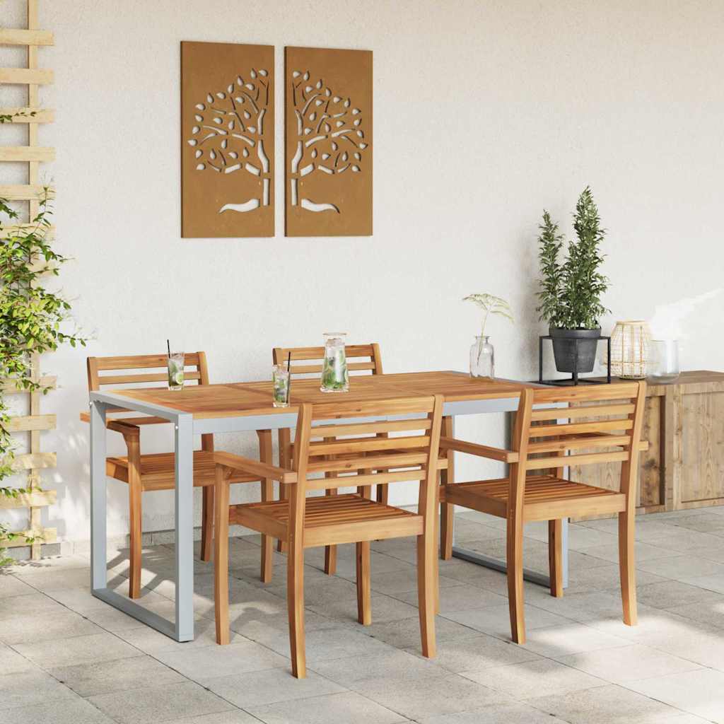 Garden Table Grey 160 x 80 x 75 cm Solid Acacia Wood