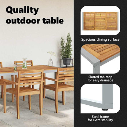 Garden Table Grey 160 x 80 x 75 cm Solid Acacia Wood