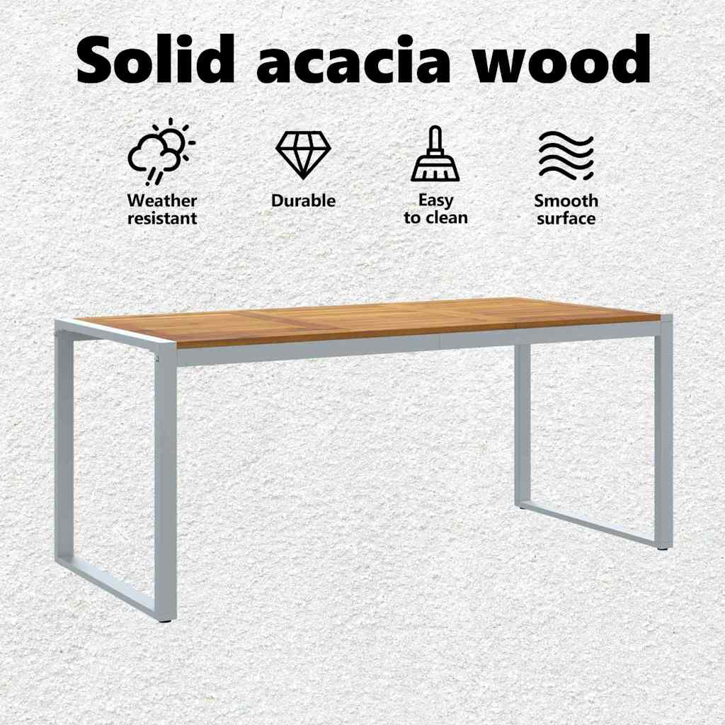 Garden Table Grey 180 x 90 x 75 cm Solid Acacia Wood