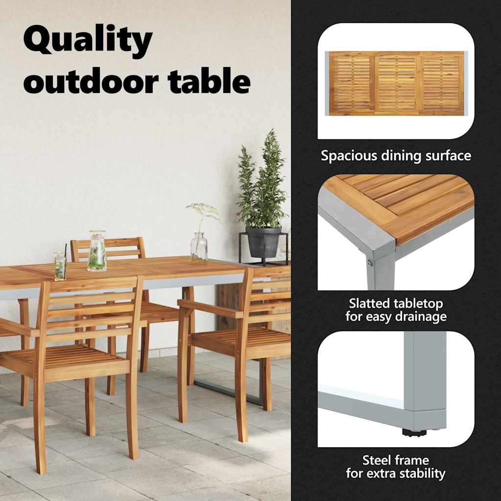 Garden Table Grey 180 x 90 x 75 cm Solid Acacia Wood