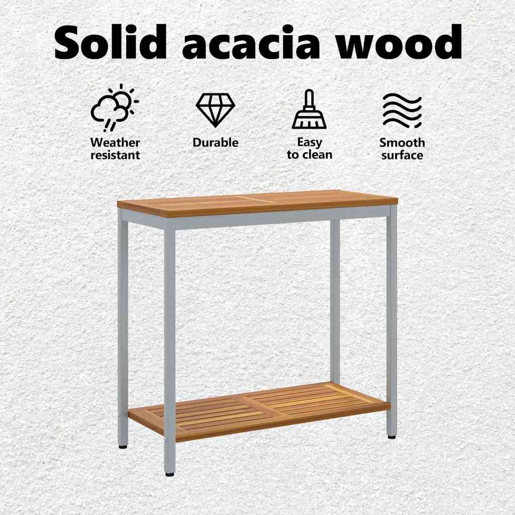 Outdoor Table with Storage Natural and Grey 80 x 35 x 75 cm