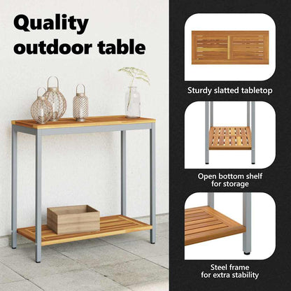 Outdoor Table with Storage Natural and Grey 80 x 35 x 75 cm