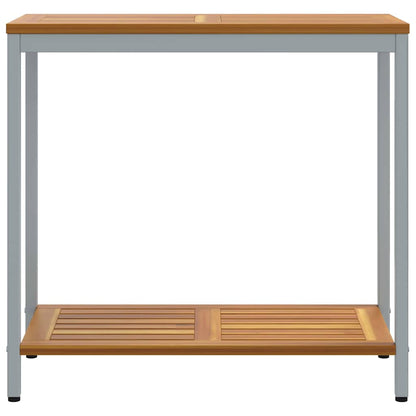 Outdoor Table with Storage Natural and Grey 80 x 35 x 75 cm
