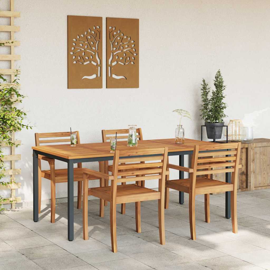 Outdoor Table Natural and Black 180 x 90 x 75 cm