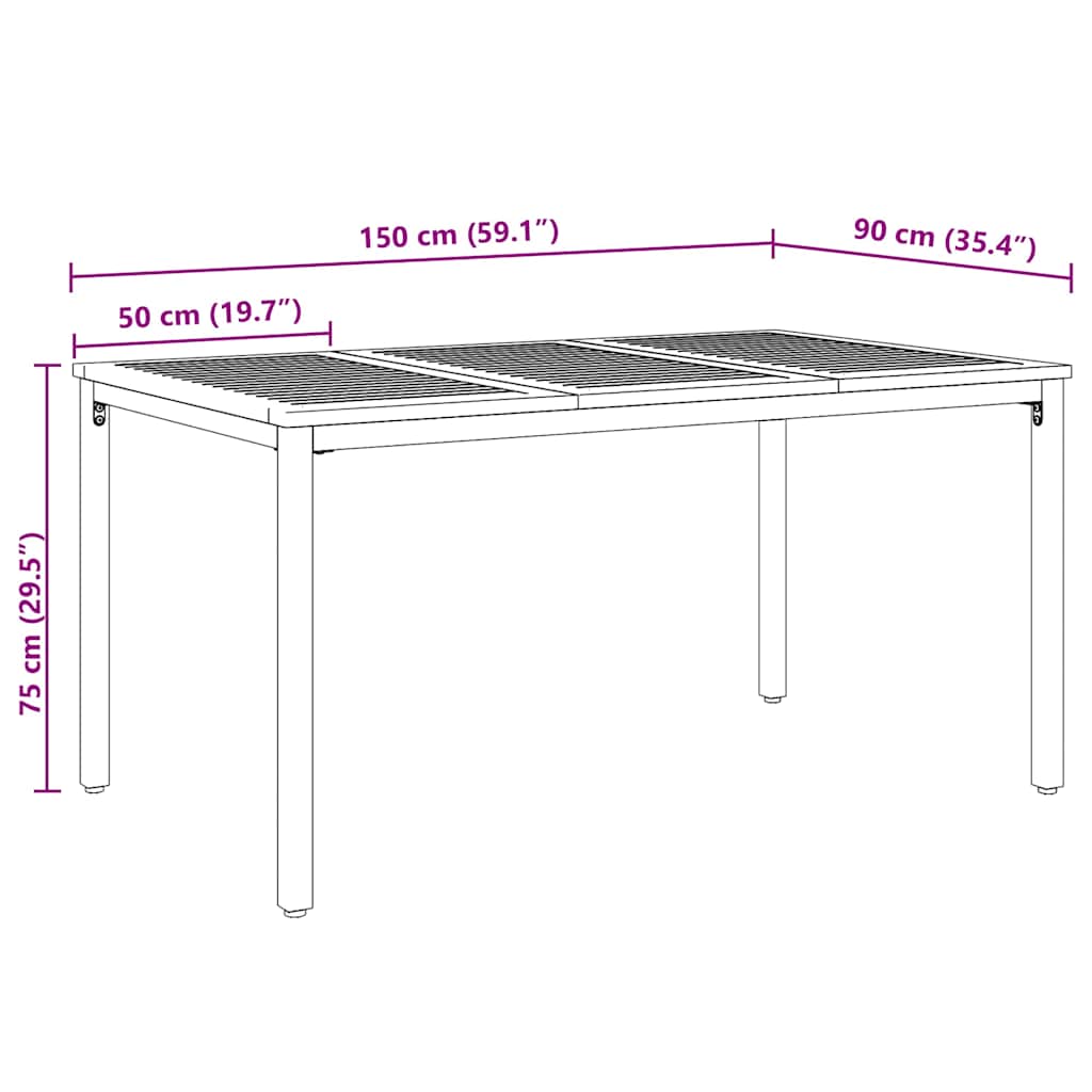 Outdoor Table Natural and Grey 150 x 90 x 75 cm