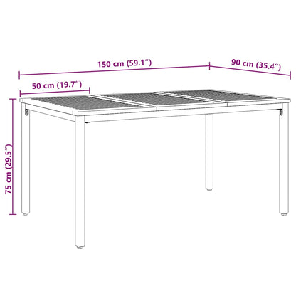 Outdoor Table Natural and Grey 150 x 90 x 75 cm