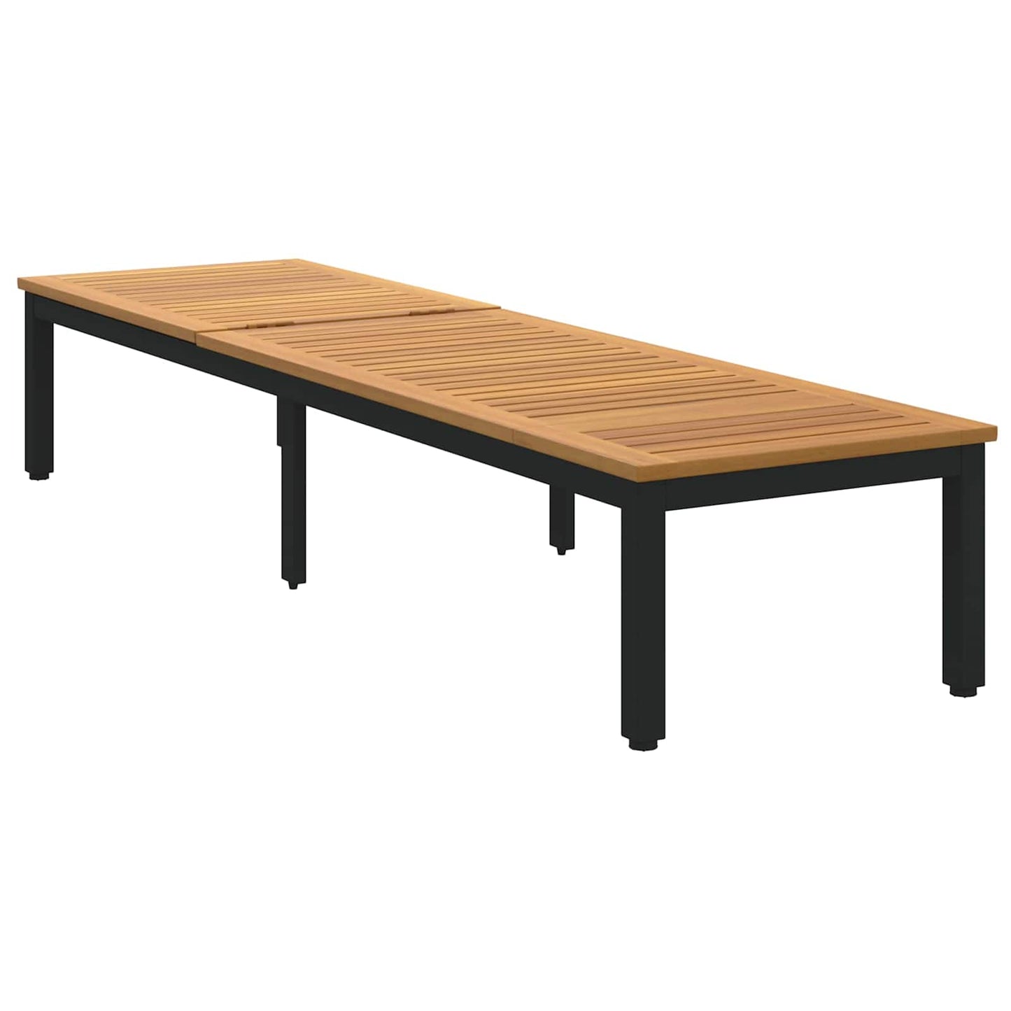 Sun lounger Reclining Black 200 x 55 x 35 cm Solid Acacia Wood