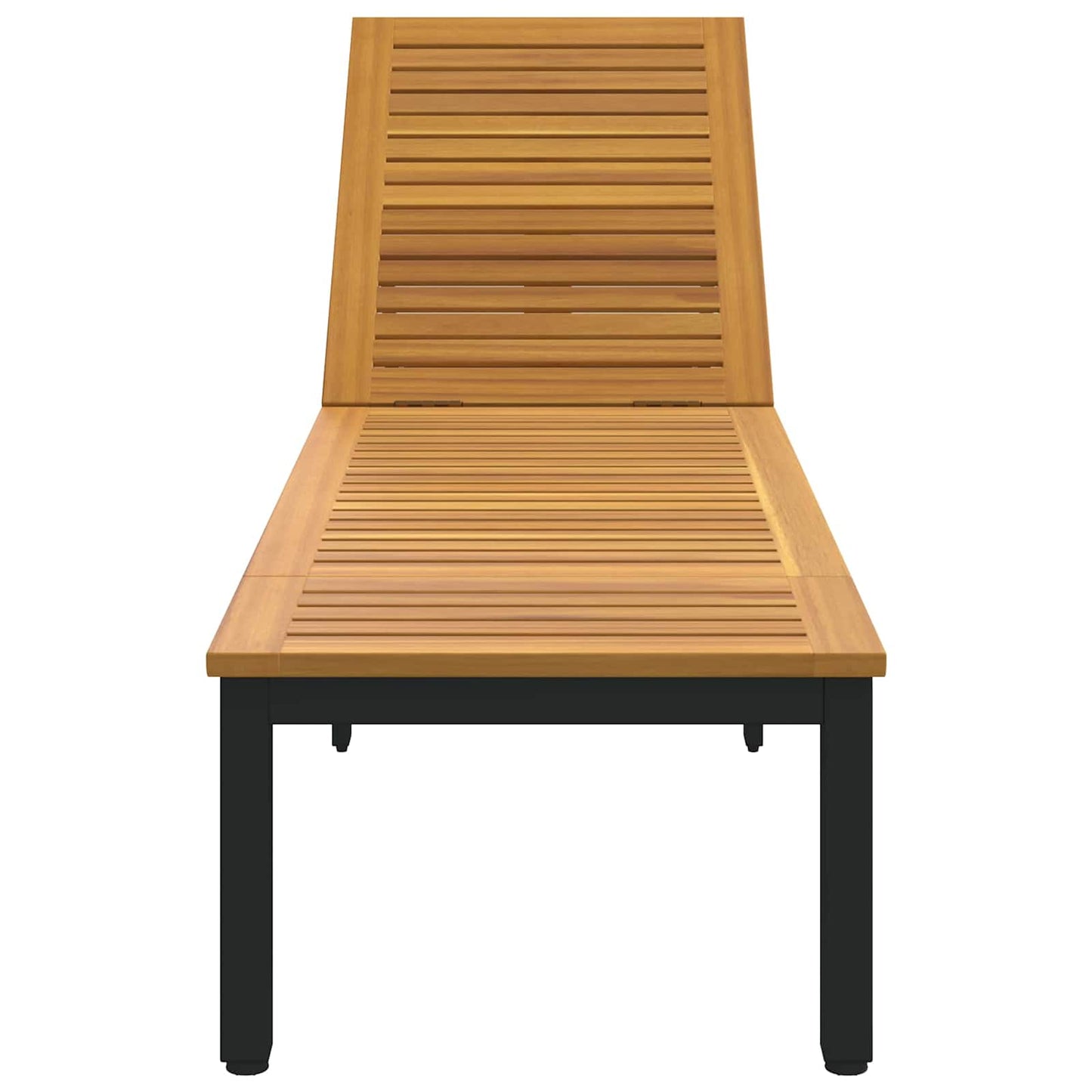 Sun lounger Reclining Black 200 x 55 x 35 cm Solid Acacia Wood