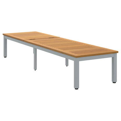 Sun lounger Reclining Grey 200 x 55 x 35 cm Solid Acacia Wood