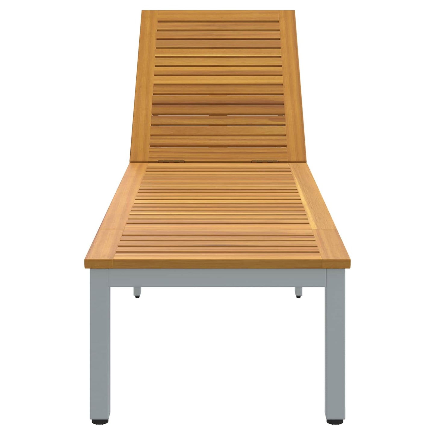 Sun lounger Reclining Grey 200 x 55 x 35 cm Solid Acacia Wood