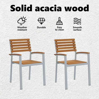 Garden Chair 2 pcs Brown 56 x 57 x 87 cm Solid Acacia Wood