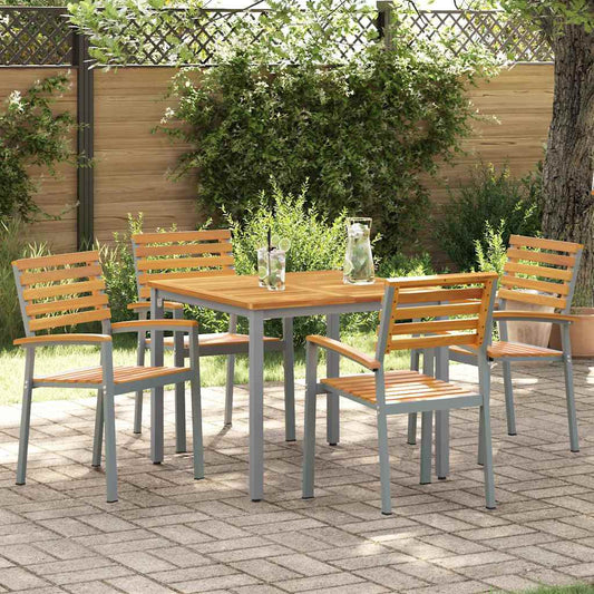 Garden Chair 4 pcs Brown Solid Acacia Wood Stackable