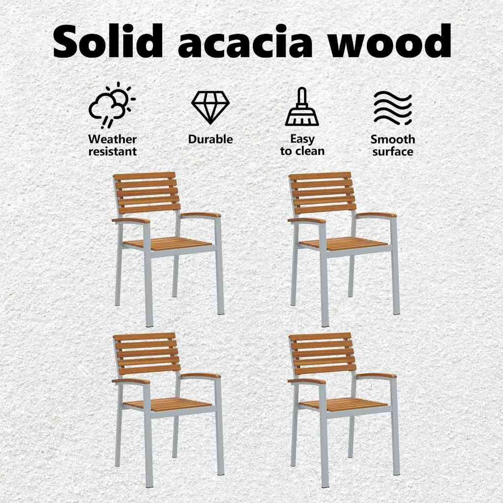 Garden Chair 4 pcs Brown 56 x 57 x 87 cm Solid Acacia Wood
