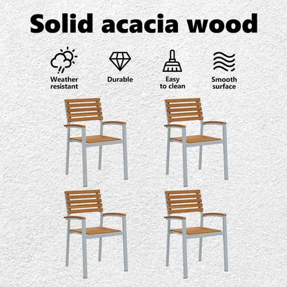 Garden Chair 4 pcs Brown 56 x 57 x 87 cm Solid Acacia Wood