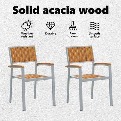 Stacking Chair 2 pcs Brown 56 x 57 x 87 cm Solid Acacia Wood