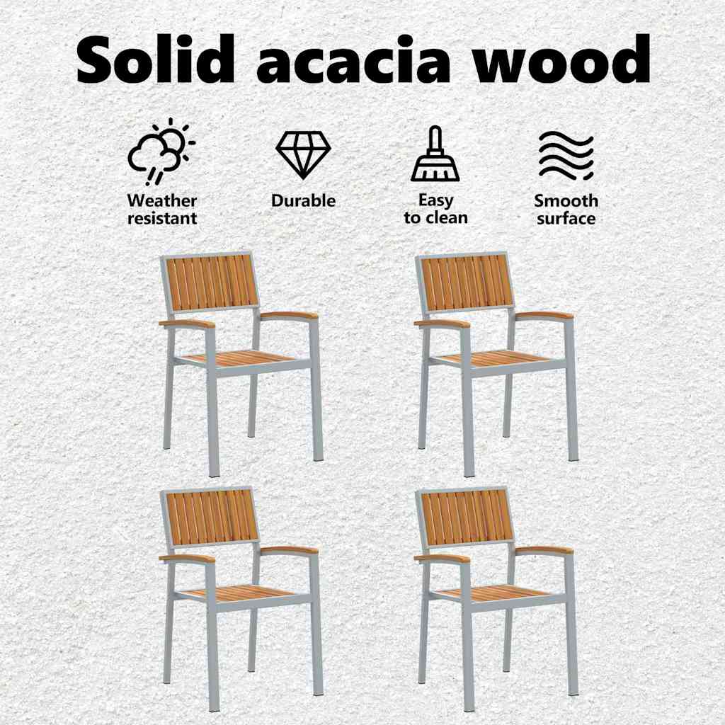 Stacking Chair 4 pcs Brown 56 x 57 x 87 cm Solid Acacia Wood