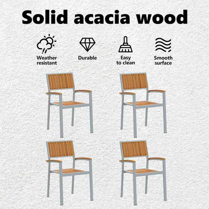 Stacking Chair 4 pcs Brown 56 x 57 x 87 cm Solid Acacia Wood