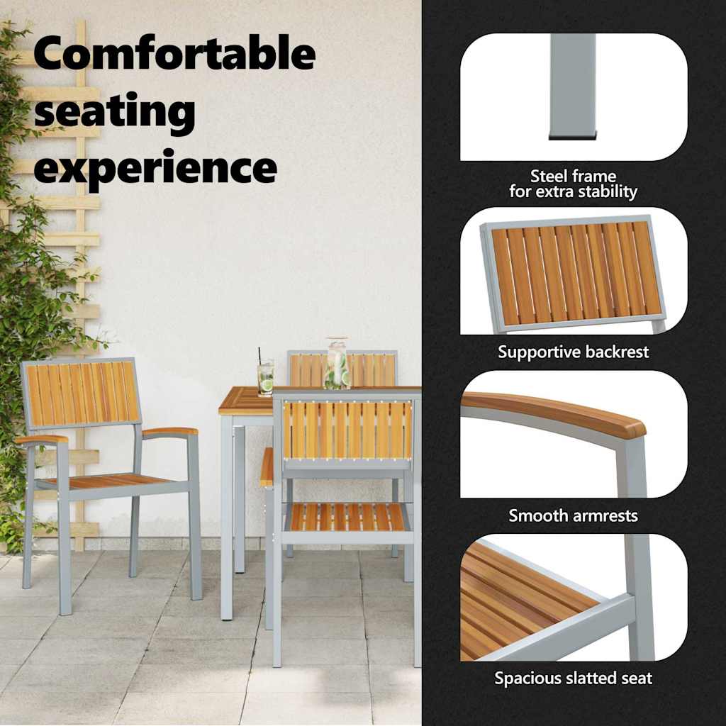 Stacking Chair 4 pcs Brown 56 x 57 x 87 cm Solid Acacia Wood