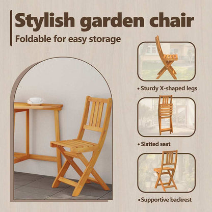 Garden Chair with Cushion Folding 2 pcs Solid Acacia Wood