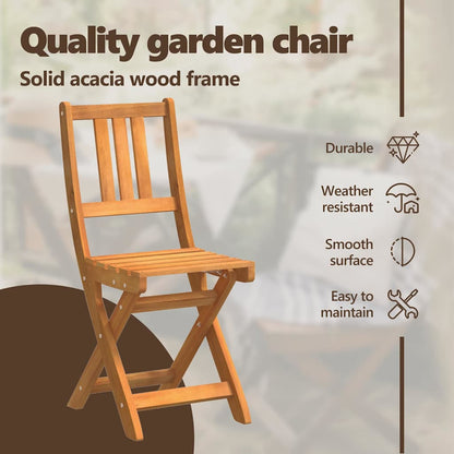 Garden Chair with Cushion Folding 2 pcs Solid Acacia Wood