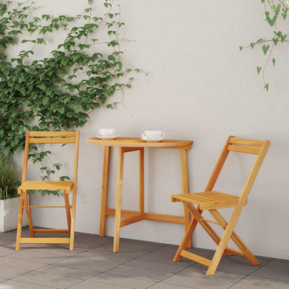 Bistro Set Folding 3 pcs Oil Natural Solid Acacia Wood