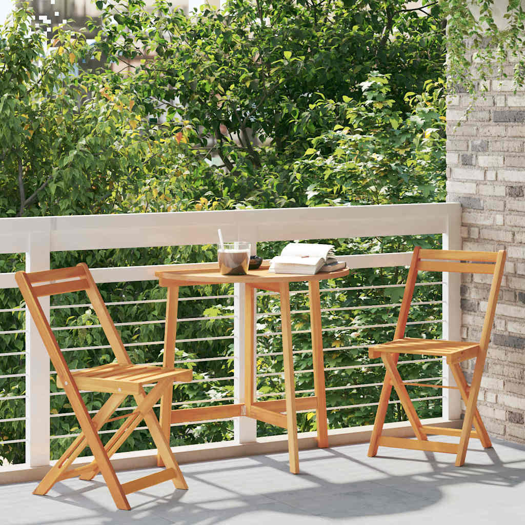 Bistro Set Folding 3 pcs Oil Natural Solid Acacia Wood