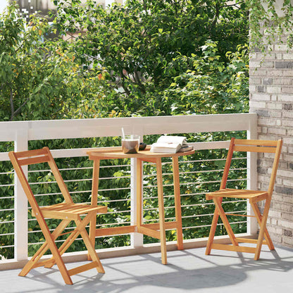Bistro Set Folding 3 pcs Oil Natural Solid Acacia Wood