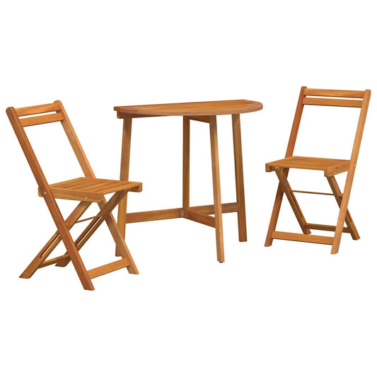 Bistro Set Folding 3 pcs Oil Natural Solid Acacia Wood