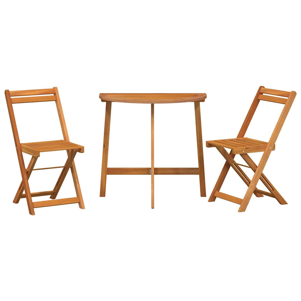 Bistro Set Folding 3 pcs Oil Natural Solid Acacia Wood