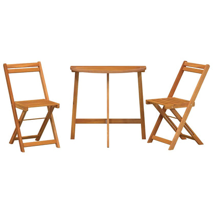 Bistro Set Folding 3 pcs Oil Natural Solid Acacia Wood