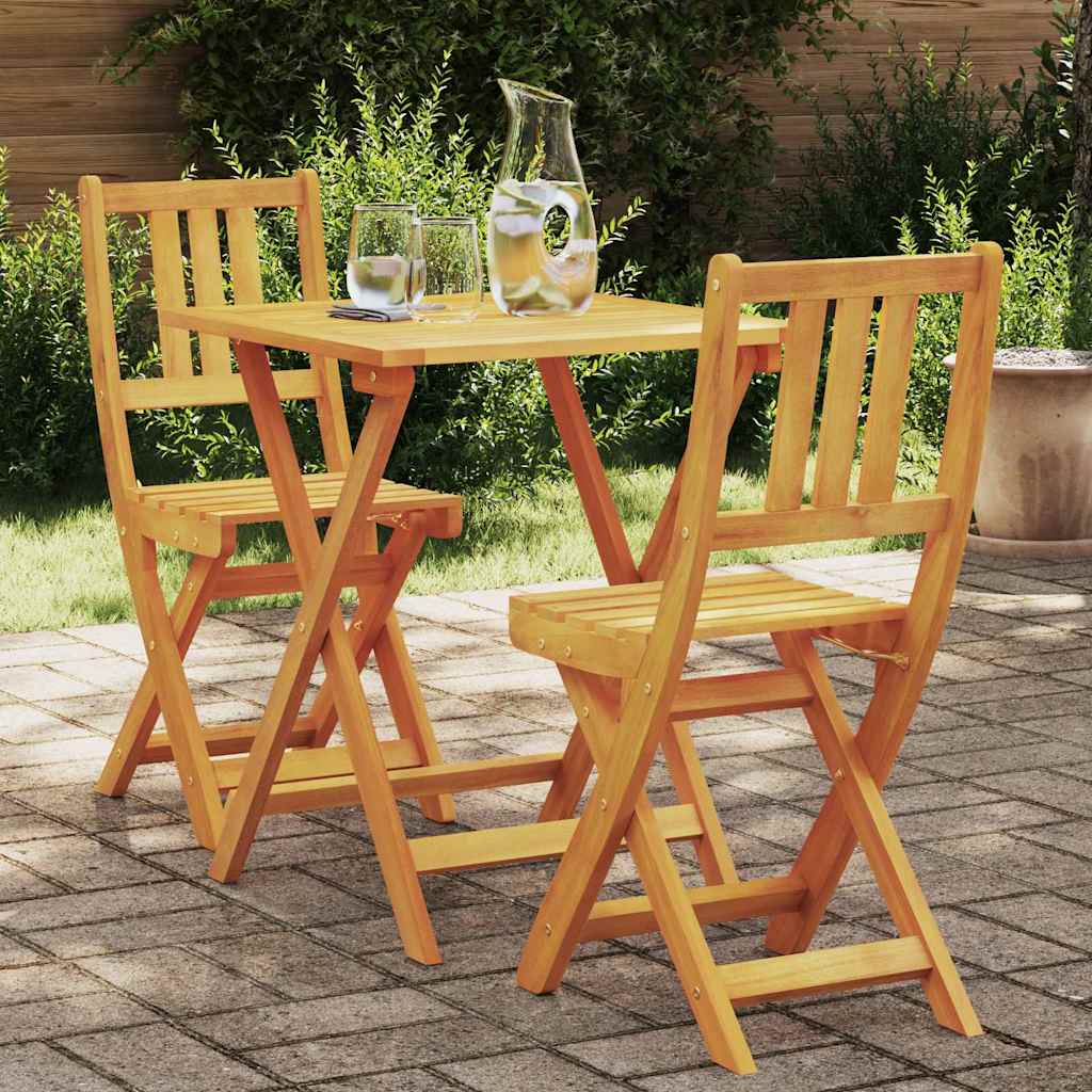 Bistro Set Folding 3 pcs Oil Natural Solid Acacia Wood