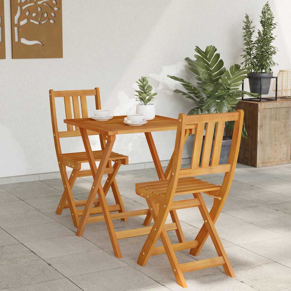 Bistro Set Folding 3 pcs Oil Natural Solid Acacia Wood