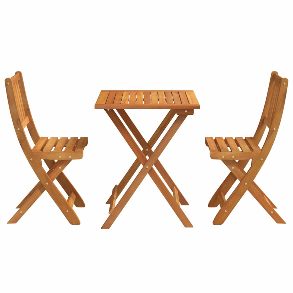 Bistro Set Folding 3 pcs Oil Natural Solid Acacia Wood