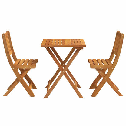Bistro Set Folding 3 pcs Oil Natural Solid Acacia Wood