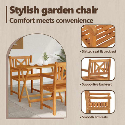 Garden Chairs 2 pcs Natural Solid Acacia Wood