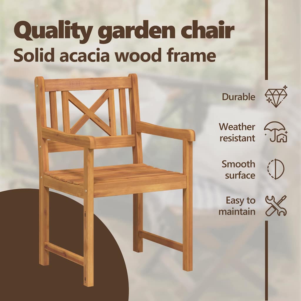 Garden Chairs 2 pcs Natural Solid Acacia Wood