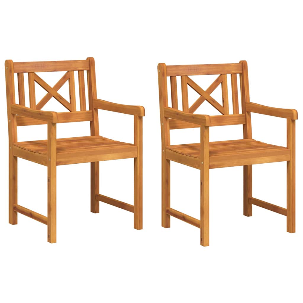 Garden Chairs 2 pcs Natural Solid Acacia Wood