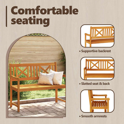 Outdoor Bench Natural 110 x 56 x 90 cm Solid Acacia Wood