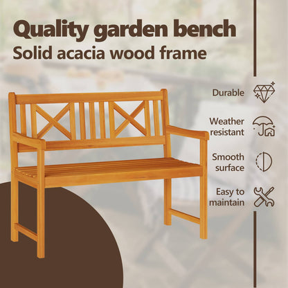 Outdoor Bench Natural 110 x 56 x 90 cm Solid Acacia Wood