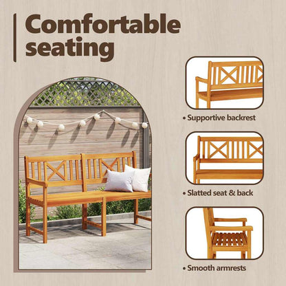 Outdoor Bench Natural 150 x 56 x 90 cm Solid Acacia Wood