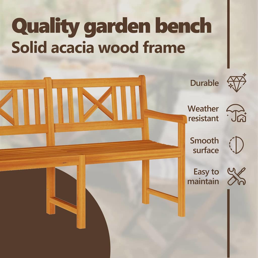 Outdoor Bench Natural 150 x 56 x 90 cm Solid Acacia Wood