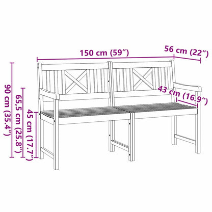 Garden Bench Brown 150 x 56 x 90 cm Solid Acacia Wood
