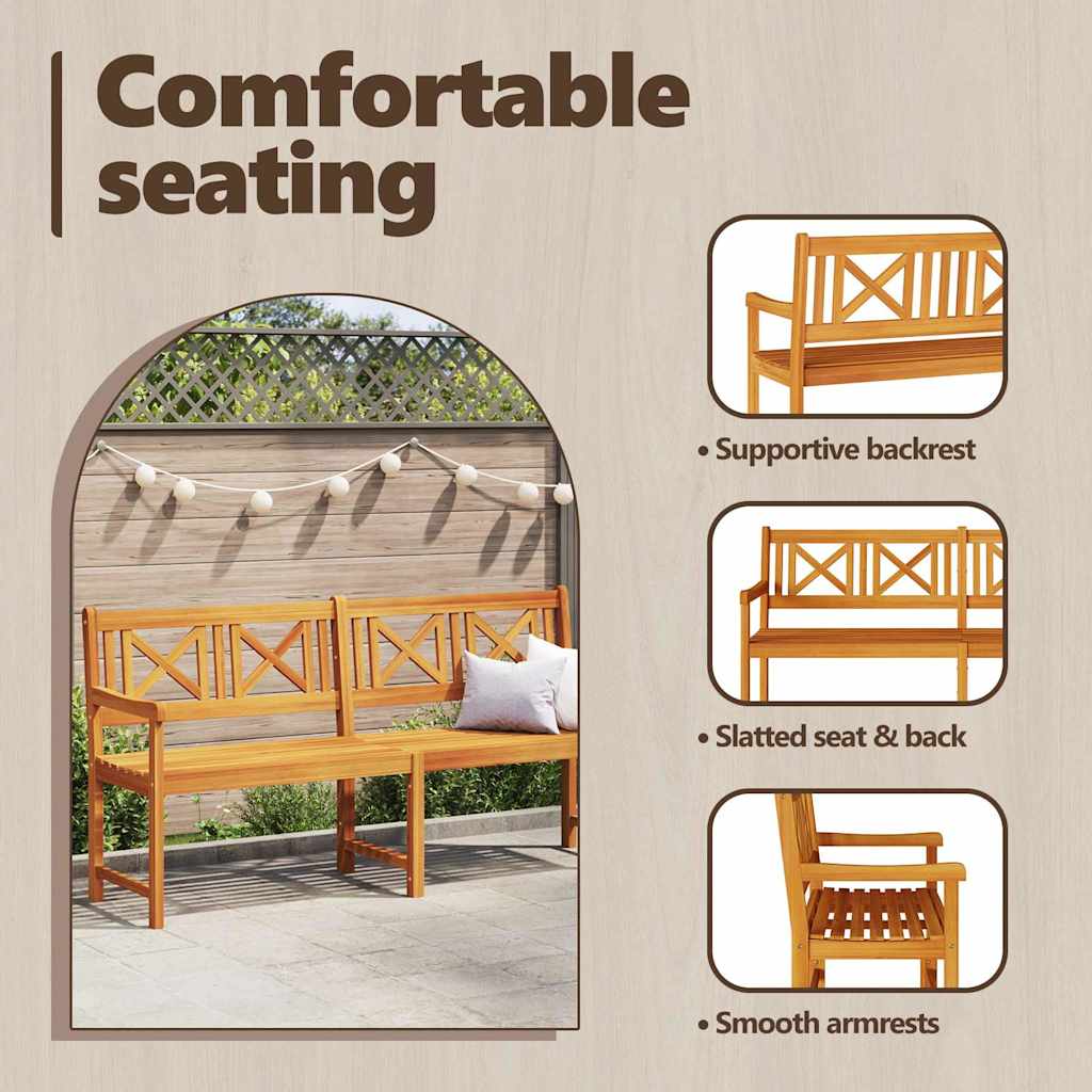 Outdoor Bench Natural 180 x 56 x 90 cm Solid Acacia Wood